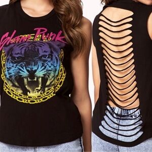 Forever 21 Shredded Glam Punk‎ Muscle Tee Women’s Small​